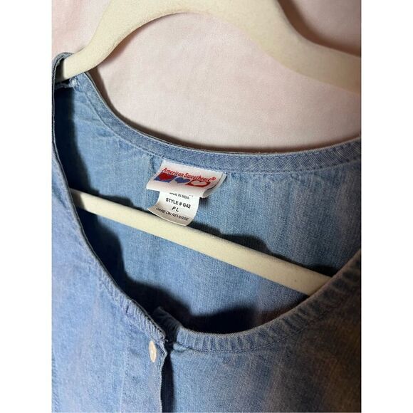 Vintage Denim Jumper Style Dress Floral - Picture 2 of 4